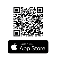 QR-Code zum App Store und Icon mit App Store Logo